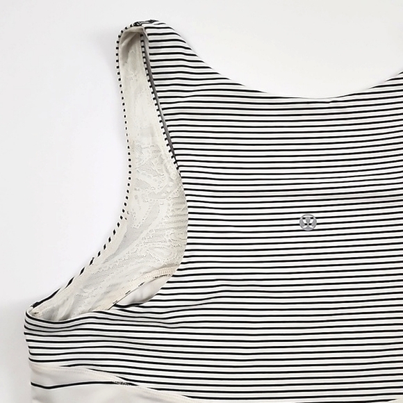 Lululemon Women's Racerback White Black Pin Striped Tank Top Stretch Size 6/8 - Picture 6 of 12